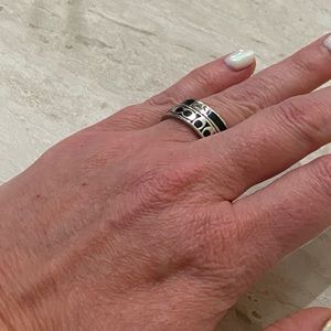 Coach Black and Silver Ring Set - Size 8